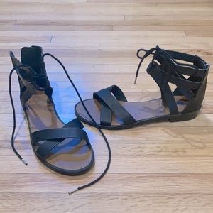 Black, Lace-up sandals